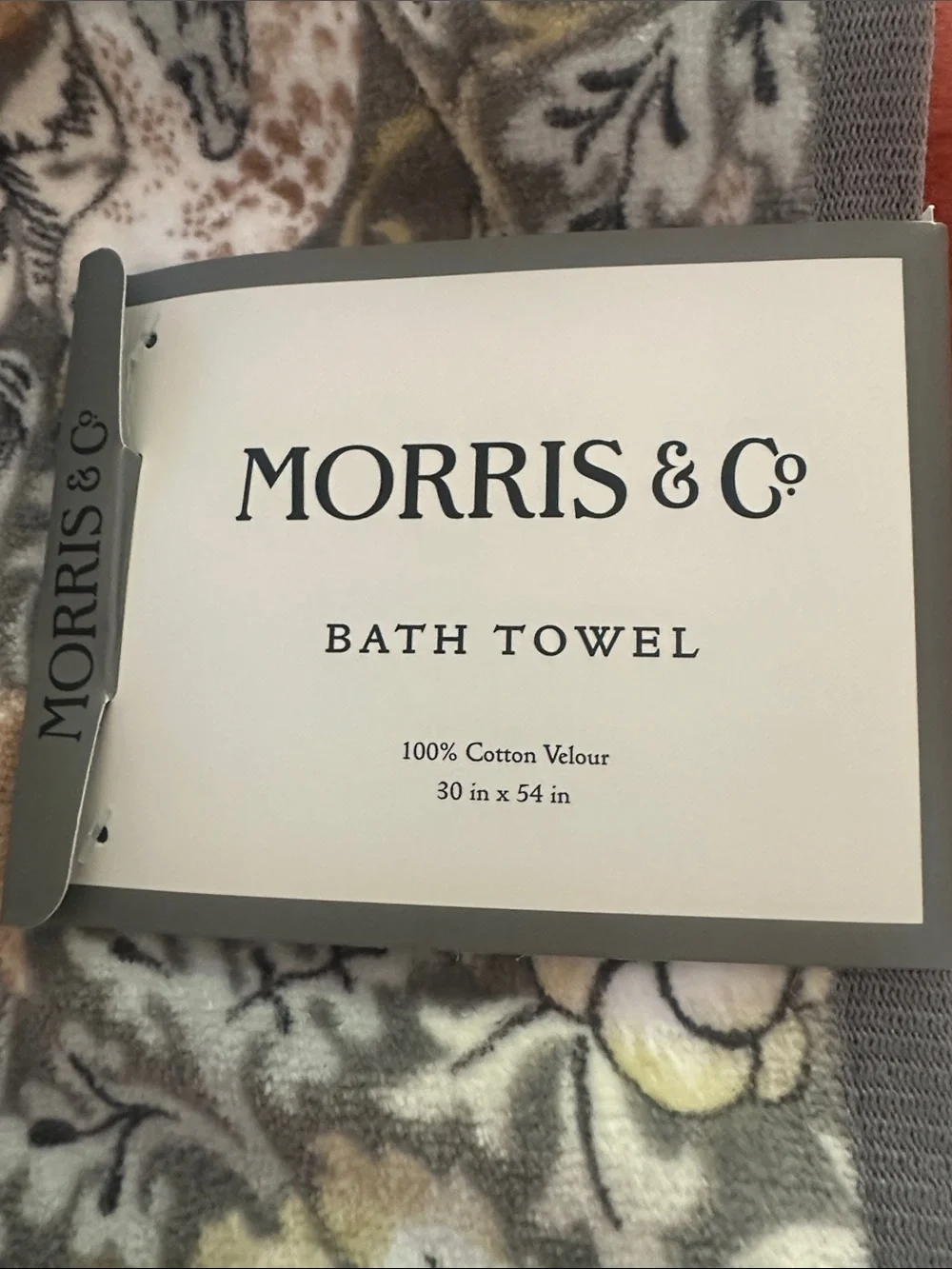 1 pc Morris & Co. Strawberry Thief Gray Floral Bath Towel
